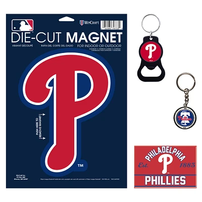 Lot de 4 porte-clés et aimants WinCraft Philadelphia Phillies