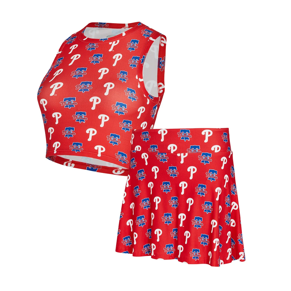 Ensemble débardeur et jupe-short en tricot rouge Philadelphia Phillies pour femme Concepts Sport