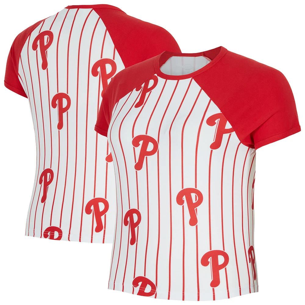Women's Concepts Sport  White Philadelphia Phillies Outbound Pinstripe Raglan T-Shirt