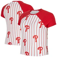 Women's Concepts Sport  White Philadelphia Phillies Outbound Pinstripe Raglan T-Shirt