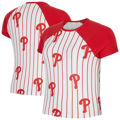 Women's Concepts Sport  White Philadelphia Phillies Outbound Pinstripe Raglan T-Shirt