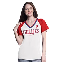 Women's G-III 4Her by Carl Banks  White/Red Philadelphia Phillies Ball Park Raglan V-Neck T-Shirt