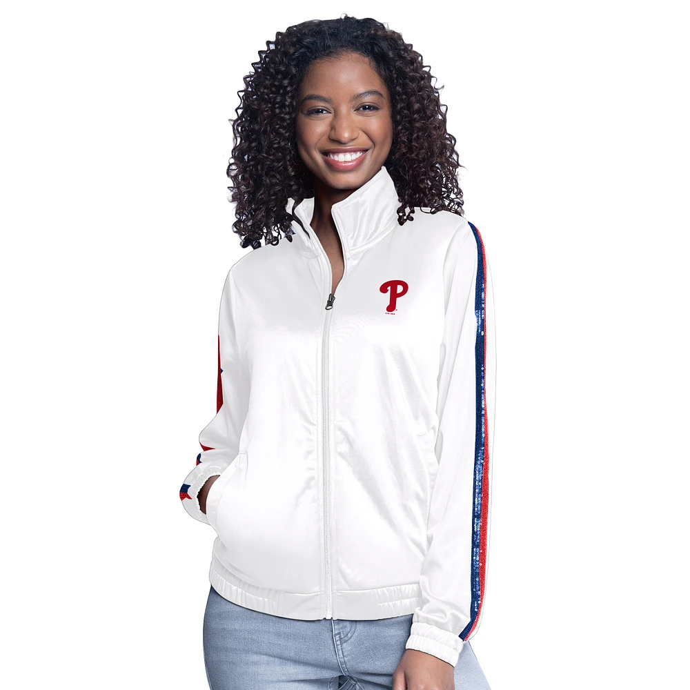 Women's G-III Sports by Carl Banks White Philadelphia Phillies Gear II Full-Zip Track Jacket