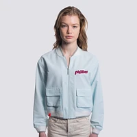 Women's Lusso  Light Blue Philadelphia Phillies Paisley Cropped Full-Zip Jacket