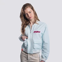 Women's Lusso  Light Blue Philadelphia Phillies Paisley Cropped Full-Zip Jacket