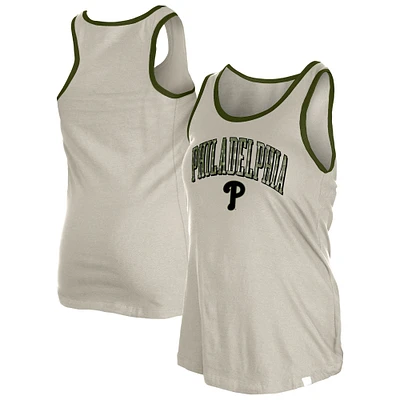 Women's New Era  Cream Philadelphia Phillies Armed Forces Tank Top
