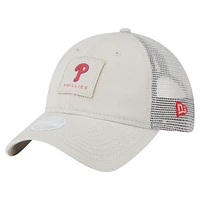 Women's New Era  Light Beige Philadelphia Phillies Square Stitch 9TWENTY Adjustable Hat