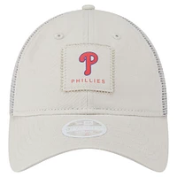Women's New Era  Light Beige Philadelphia Phillies Square Stitch 9TWENTY Adjustable Hat