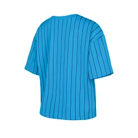 Women's New Era  Light Blue Philadelphia Phillies City Connect Multiplier Pinstripe Cropped T-Shirt