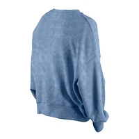 Pull ras du cou en polaire bleu clair Philadelphia Phillies Throwback Boxy Enzyme Wash pour femme de New Era