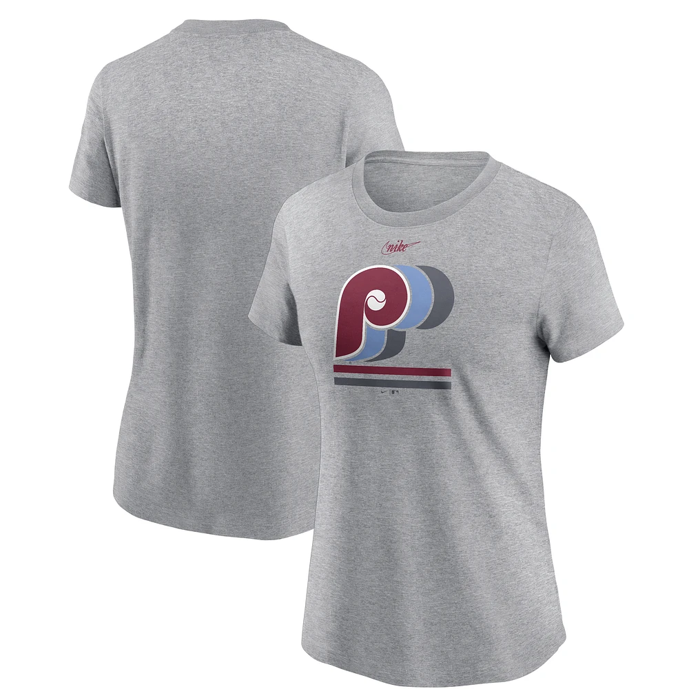 T-shirt Nike gris chiné avec logo des Philadelphia Phillies pour femme