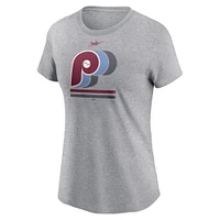 T-shirt Nike gris chiné avec logo des Philadelphia Phillies pour femme