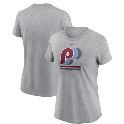 T-shirt Nike gris chiné avec logo des Philadelphia Phillies pour femme