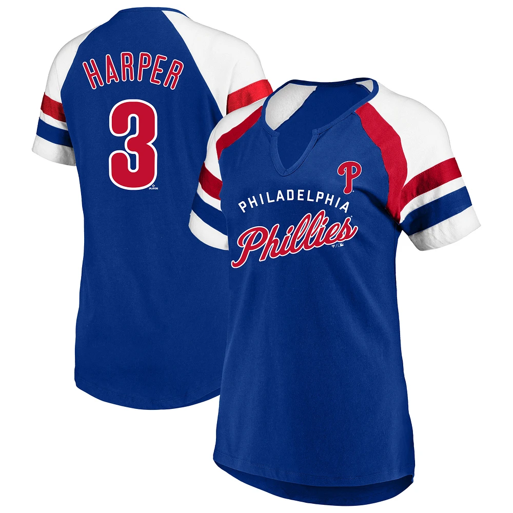 Women's Profile Bryce Harper Royal Philadelphia Phillies Plus Name & Number Raglan T-Shirt