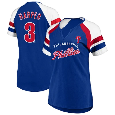Women's Profile Bryce Harper Royal Philadelphia Phillies Plus Name & Number Raglan T-Shirt