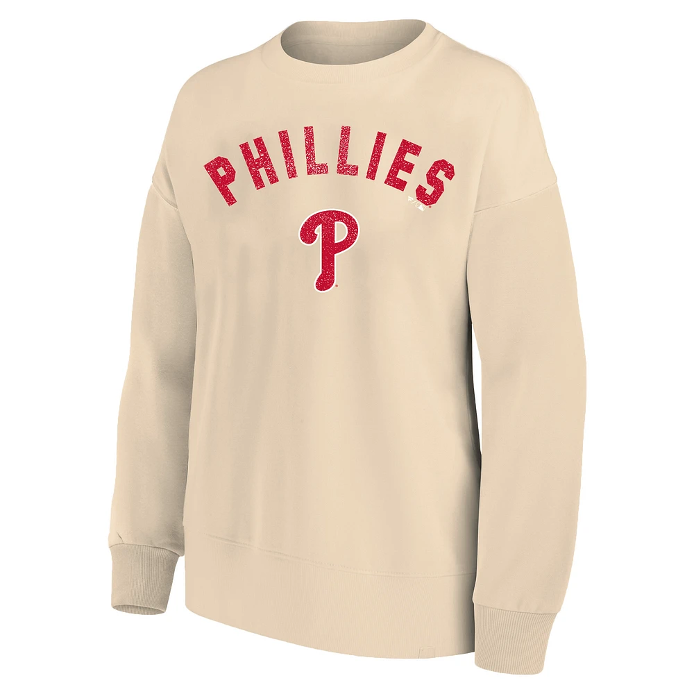 Women's Profile  Oatmeal Philadelphia Phillies Plus French Terry Pullover Sweatshirt