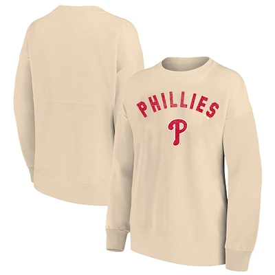 Women's Profile  Oatmeal Philadelphia Phillies Plus French Terry Pullover Sweatshirt