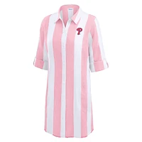 Haut de plage à boutons Tommy Bahama rose pour femme, style boyfriend, rugby, des Philadelphia Phillies