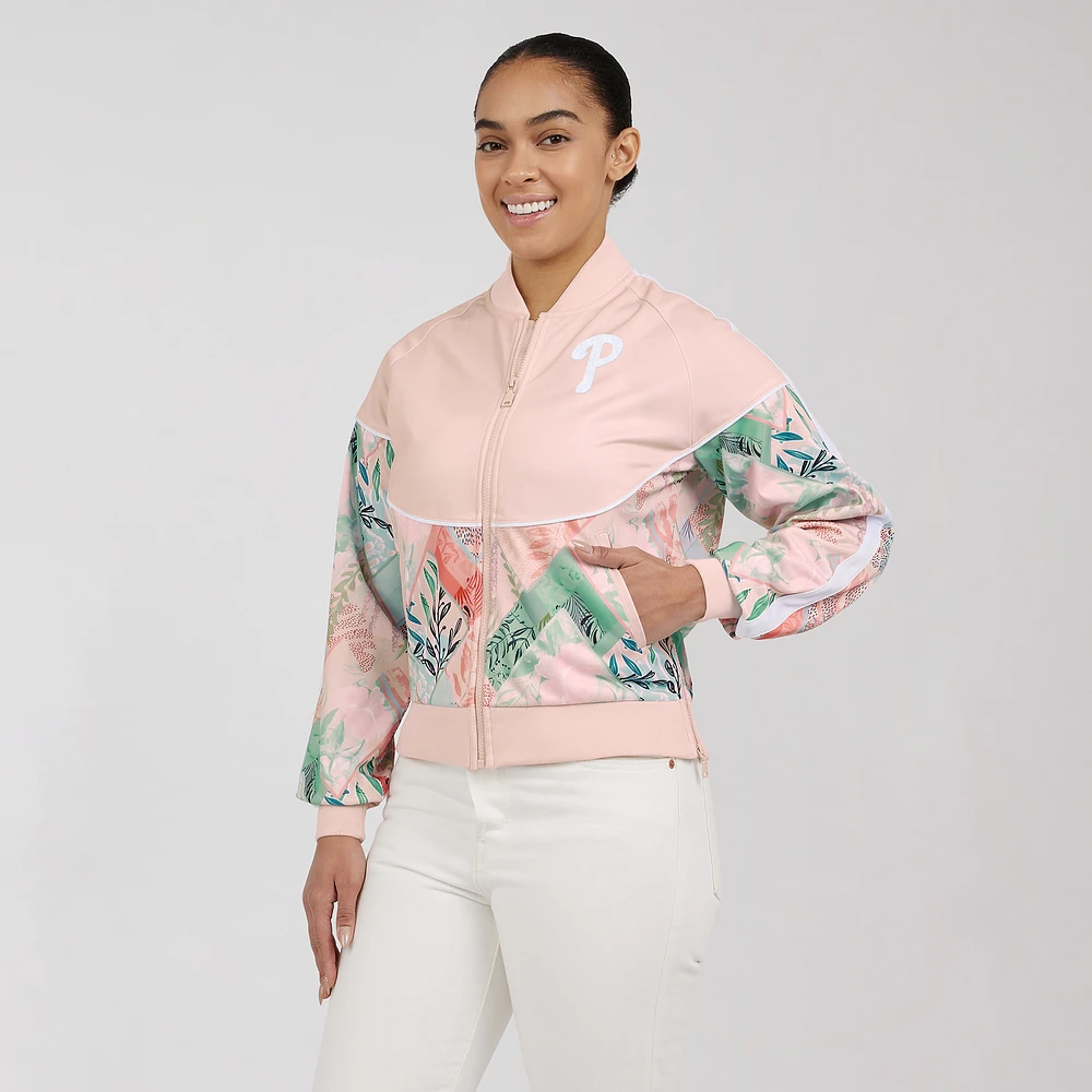 Women's WEAR by Erin Andrews  Sand Philadelphia Phillies Raglan Full-Zip Track Jacket