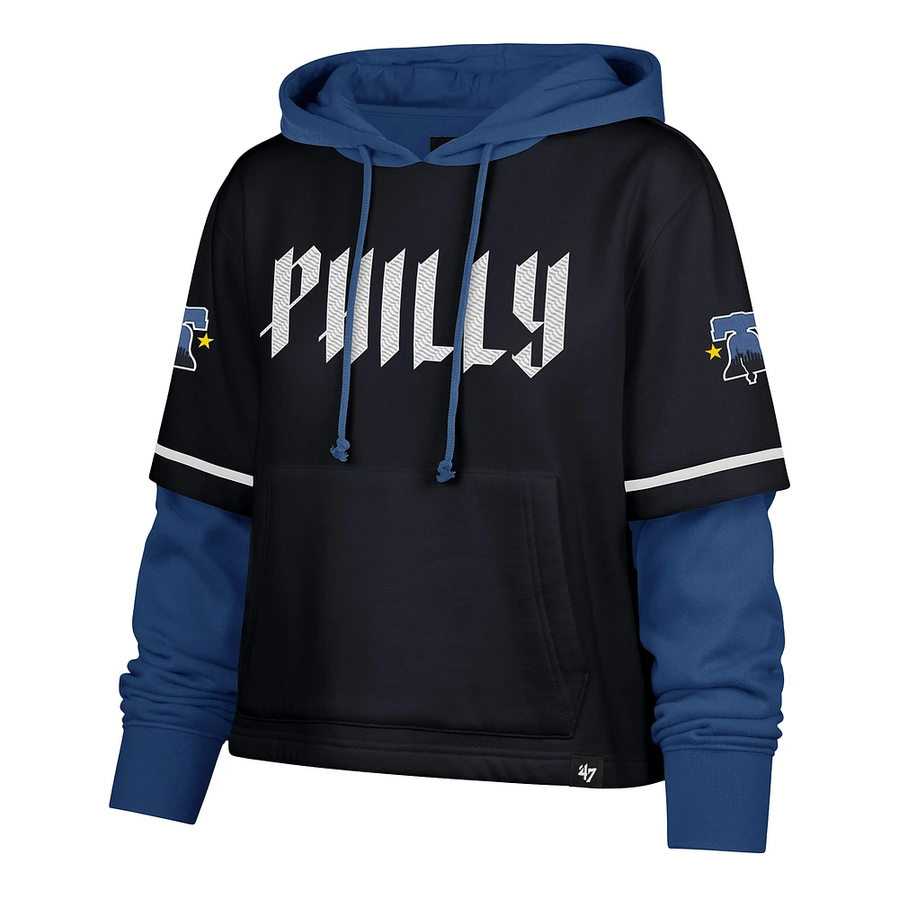Women's '47  Navy Philadelphia Phillies City Connect Shortstop Cropped Pullover Hoodie