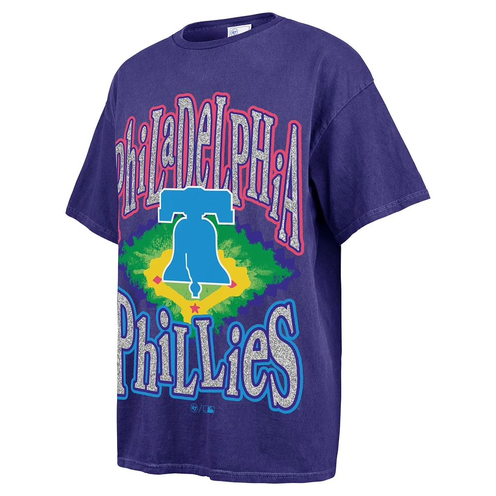 T-shirt petit ami avec lumières clignotantes des Phillies de Philadelphie '47 bleu marine pour femmes