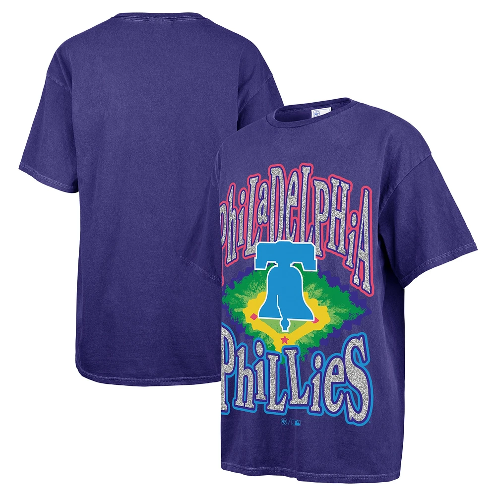 T-shirt petit ami avec lumières clignotantes des Phillies de Philadelphie '47 bleu marine pour femmes