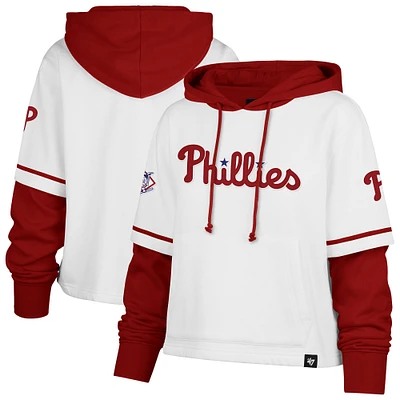 Sweat à capuche court blanc Philadelphia Phillies Trifecta pour femme '47
