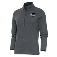 Women's Antigua  Heather Charcoal Philadelphia Phillies Brushed Metallic Epic Half-Zip Pullover Top