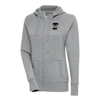 Sweat à capuche entièrement zippé en métal brossé Antigua Heather Grey Philadelphia Phillies pour femme