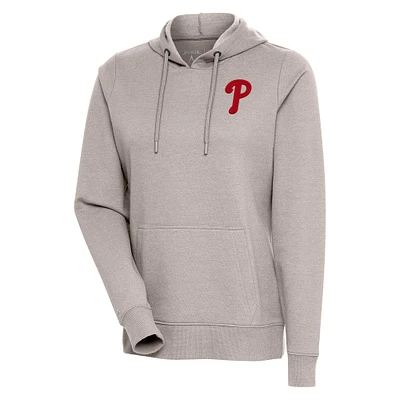 Women's Antigua Oatmeal Philadelphia Phillies Action Pullover Hoodie