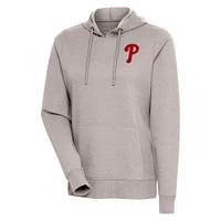Women's Antigua Oatmeal Philadelphia Phillies Action Pullover Hoodie