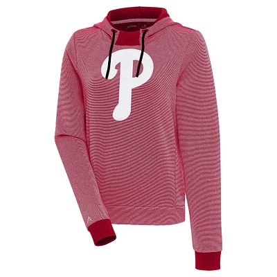 Women's Antigua  Red/White Philadelphia Phillies Axe Bunker Tri-Blend Pullover Hoodie