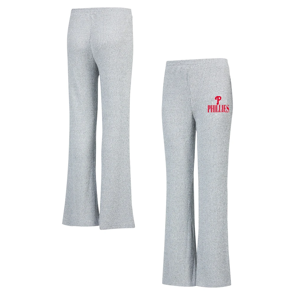 Pantalon de nuit évasé en tricot côtelé Juniper pour femme Concepts Sport Gray Philadelphia Phillies