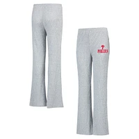 Pantalon de nuit évasé en tricot côtelé Juniper pour femme Concepts Sport Gray Philadelphia Phillies