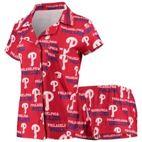 Concepts Sport Women's Royal New York Mets Zest Allover Print Button-Up Shirt and Shorts Sleep Set