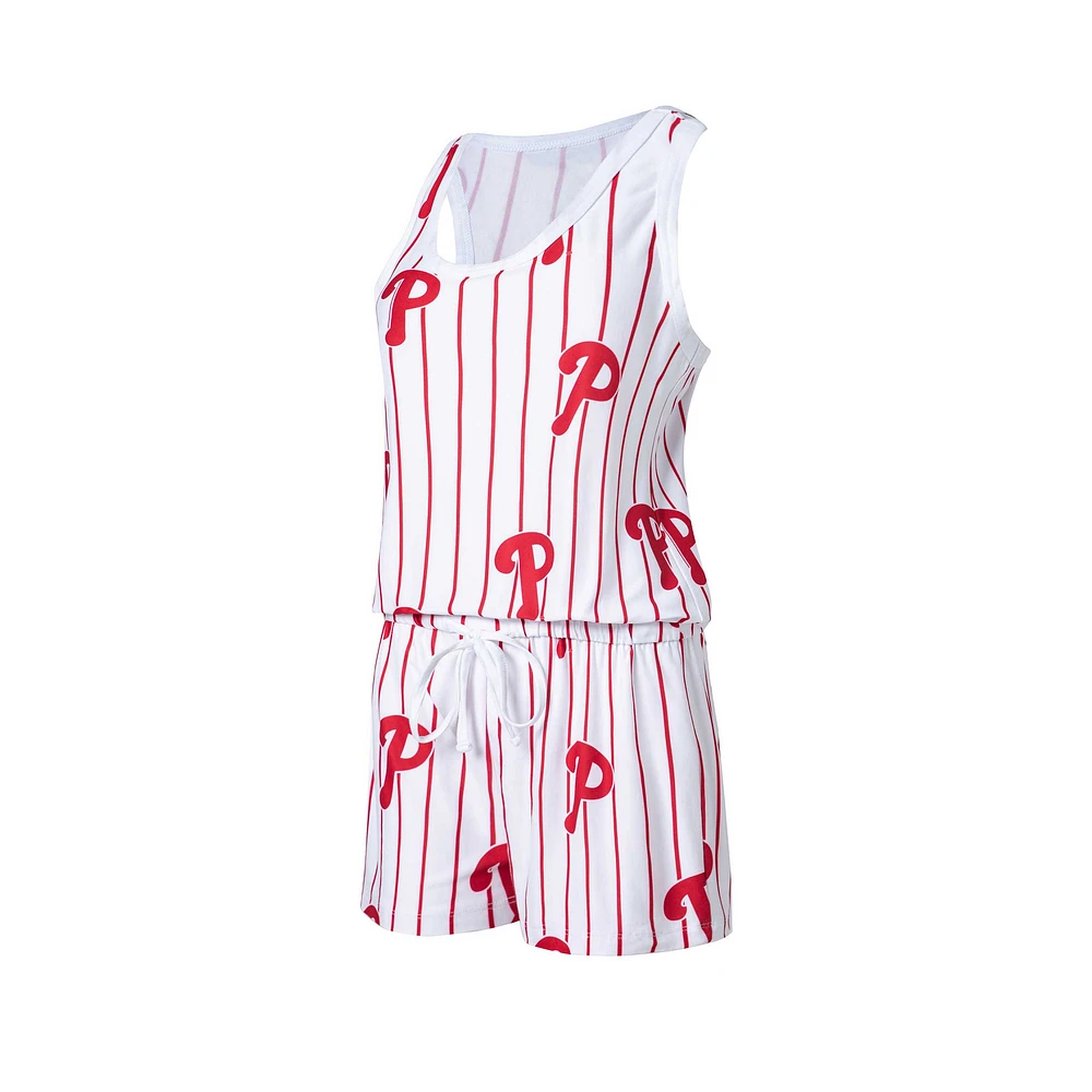 Concepts Sport - Combi-short en maille à fines rayures des Phillies de Philadelphie Blanc