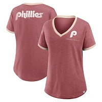 T-shirt à col en V bordeaux Philadelphia Phillies Binge Worthy Stadium pour femmes Fanatics