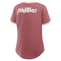 T-shirt à col en V bordeaux Philadelphia Phillies Binge Worthy Stadium pour femmes Fanatics