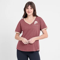T-shirt à col en V bordeaux Philadelphia Phillies Binge Worthy Stadium pour femmes Fanatics