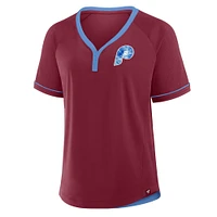 Women's Fanatics  Burgundy Philadelphia Phillies Cooperstown Collection League Diva V-Neck T-Shirt