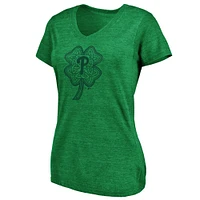 Women's Fanatics Kelly Green Philadelphia Phillies St. Patrick's Day Paddy's Pride Tri-Blend V-Neck T-Shirt