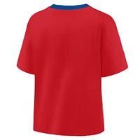 Women's Fanatics Red/Graphite Philadelphia Phillies Oversized Race To Win V-Neck T-Shirt
