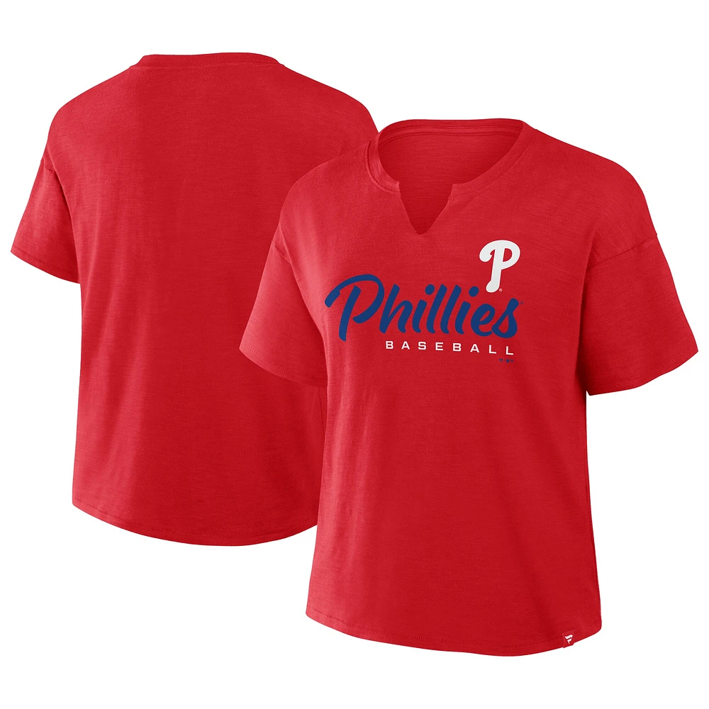 Women's Fanatics Red Philadelphia Phillies Fan Fave Stadium Slub Boxy T-Shirt