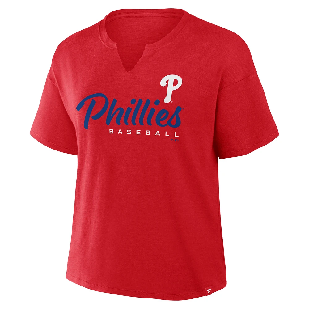Women's Fanatics Red Philadelphia Phillies Fan Fave Stadium Slub Boxy T-Shirt