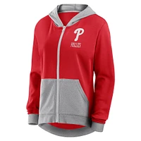 Sweat à capuche zippé en French Terry rouge Philadelphia Phillies Hit It pour femmes Fanatics