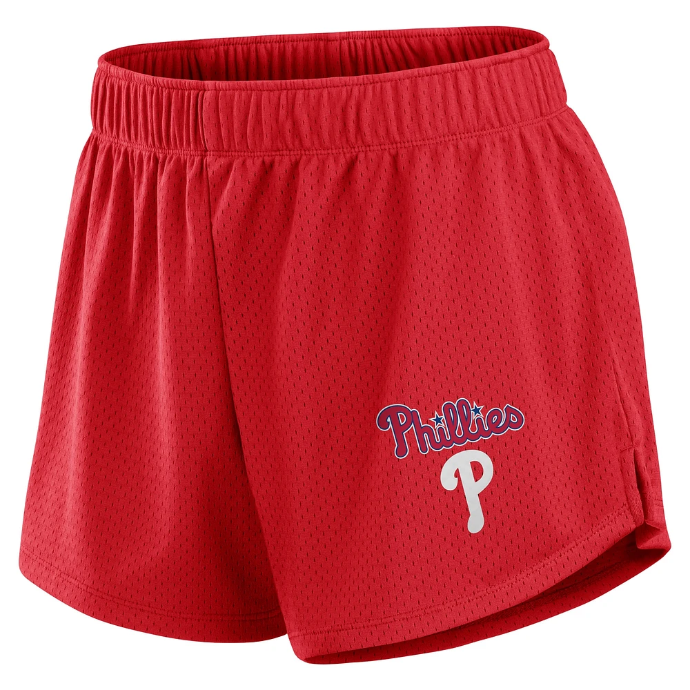 Short en maille rouge fanatiques des Phillies de Philadelphie pour femmes