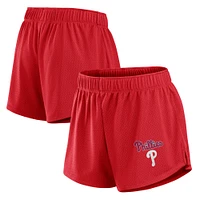 Short en maille rouge fanatiques des Phillies de Philadelphie pour femmes