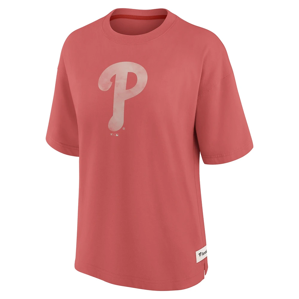 Women's Fanatics Red Philadelphia Phillies Oversized Elements Raw Edge Future Ground T-Shirt