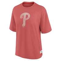Women's Fanatics Red Philadelphia Phillies Oversized Elements Raw Edge Future Ground T-Shirt