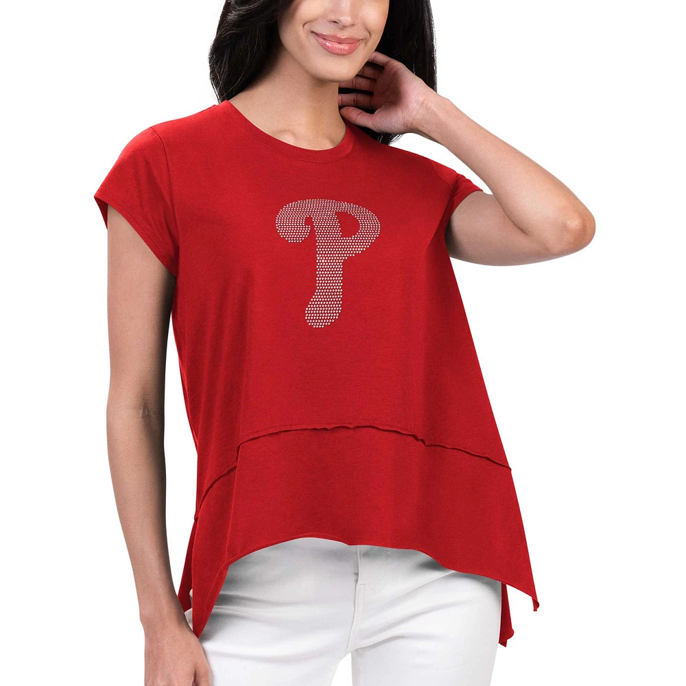 T-shirt à la mode G-III 4Her par Carl Banks pour femmes, rouge, Philadelphia Phillies Cheer